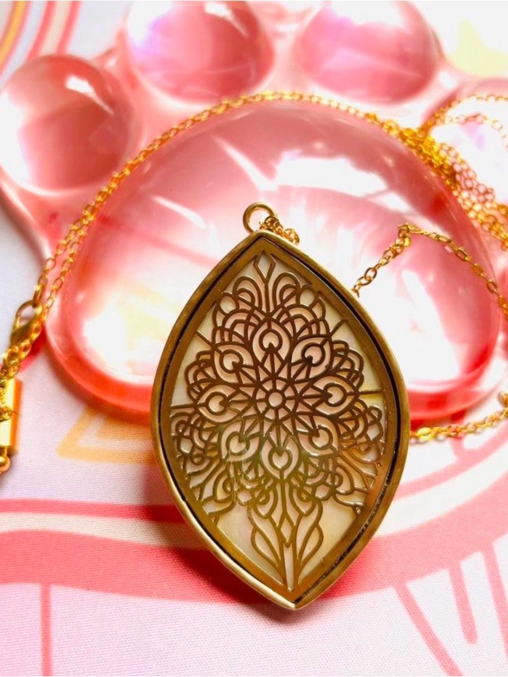 Golden Mandala Drop Necklace